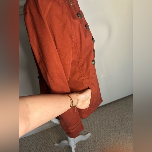 Chico’s Brown Military Field Jacket with Stand-Up Collar size 4/6 - Picture 5 of 12